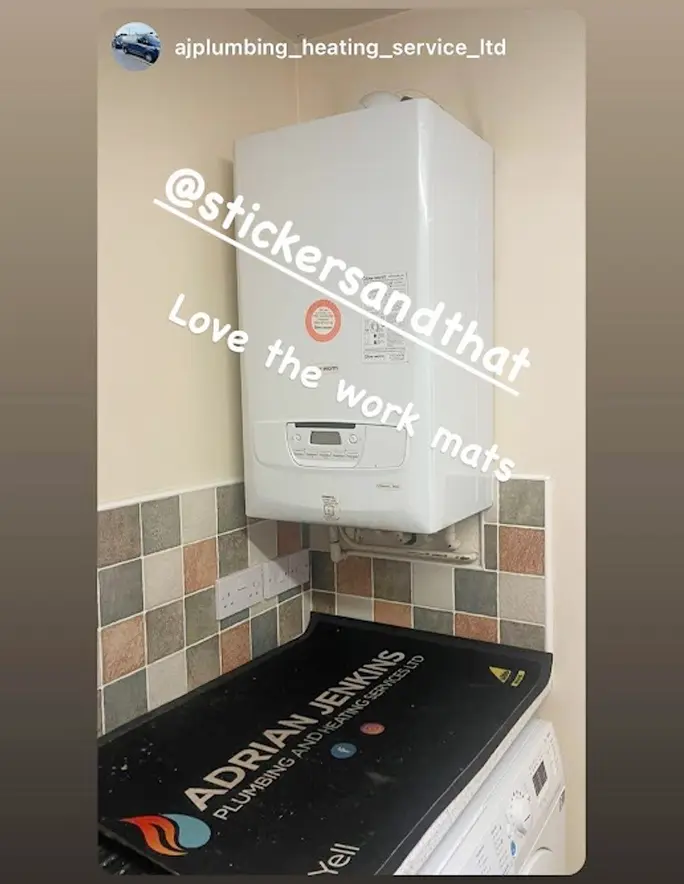 AJ Plumbing on Instagram work mat in use