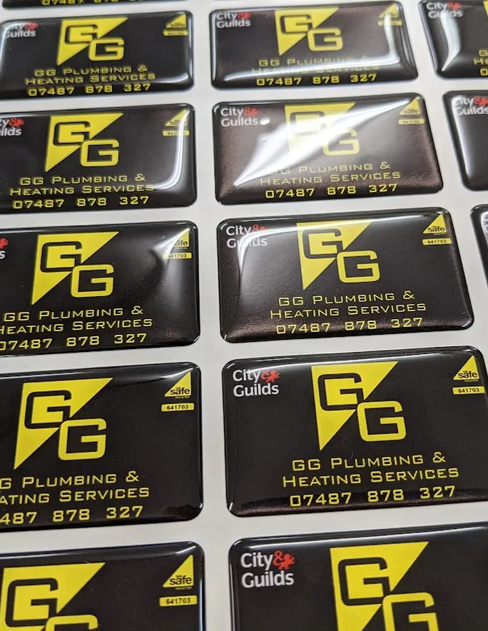 Plumbing Domed Sticker with Brand Info