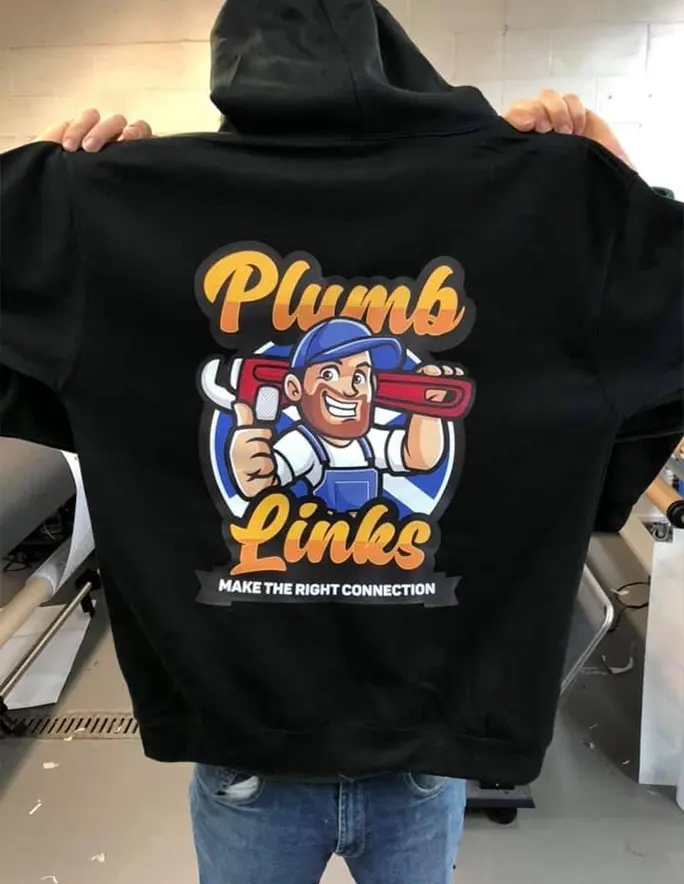 Big Back Print Hoodies with Plumbing Logo