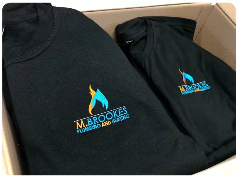 Custom Embroidered Sweatshirts made for M.Brookes plumbing and heating