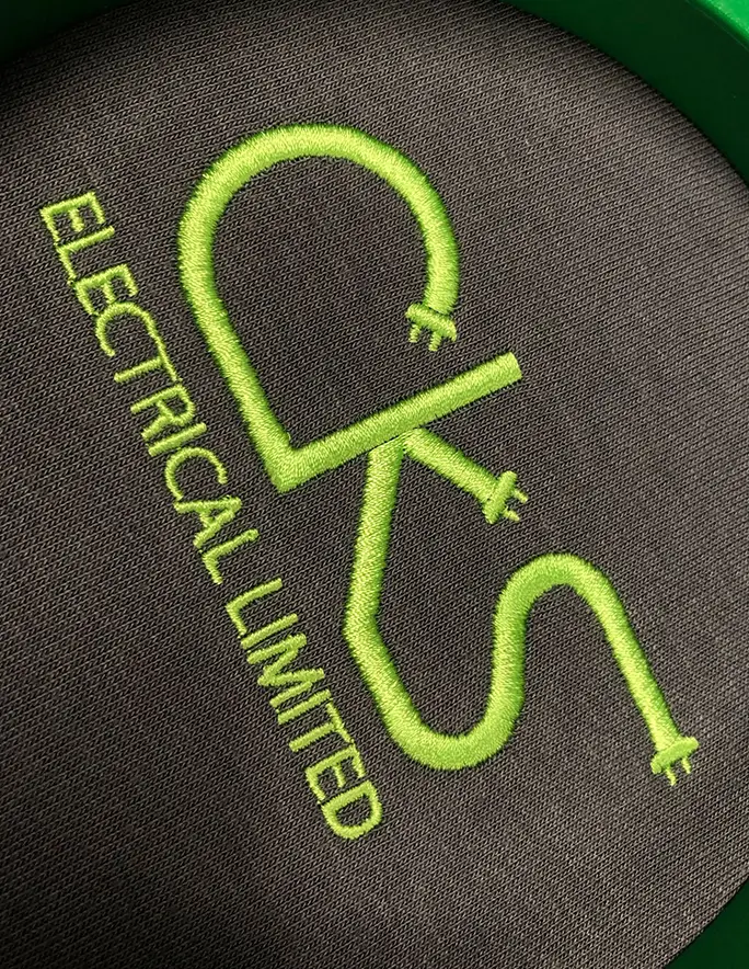 Electrical Logo Close Up Stitched