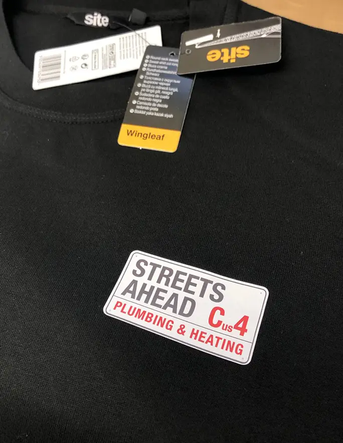 Printed Sweatshirt Example for Trades Company