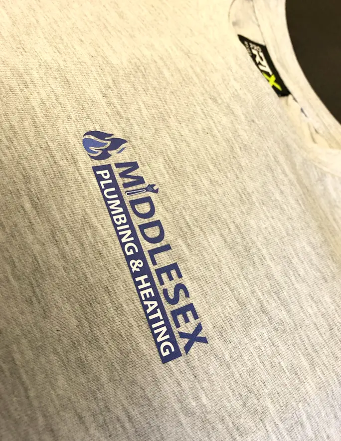 Printed T-shirt with Custom Blue Logo