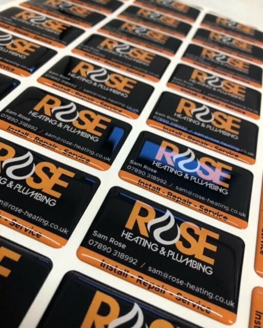 Rose Plumbing Domed Sticker Example