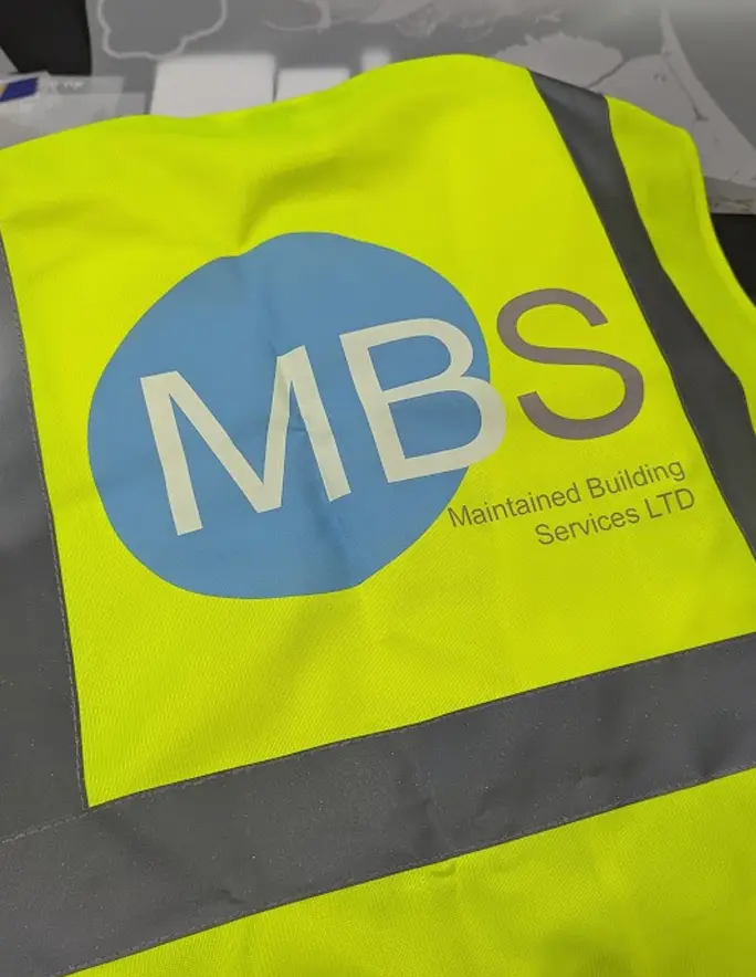 example of hi vis with printed logo on the back