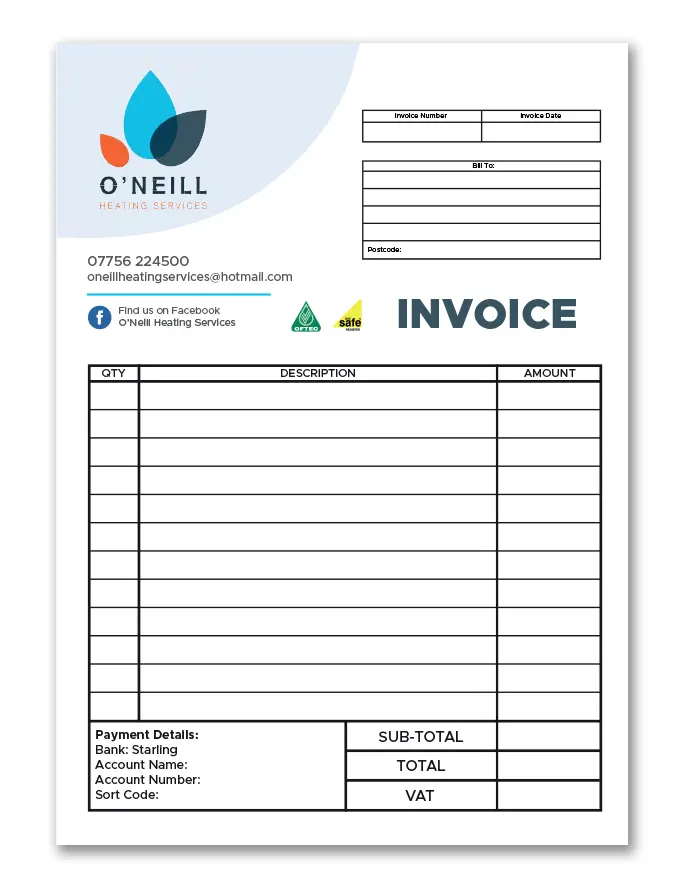 Duplicate pad invoice example 1