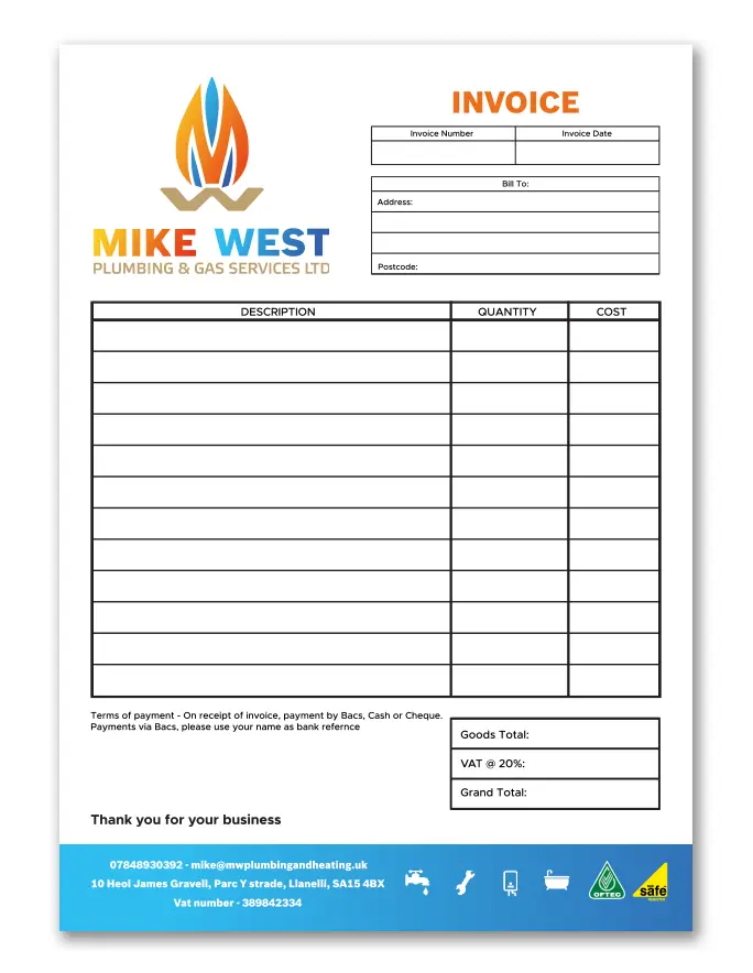 Duplicate pad invoice example 2