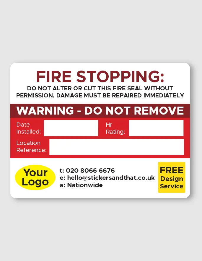 fire stopping stickers example