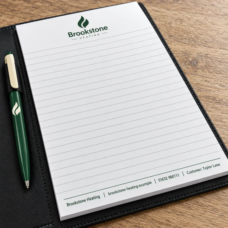 Branded Refill Pads with Brookstone Heating example branding and custom contact details.