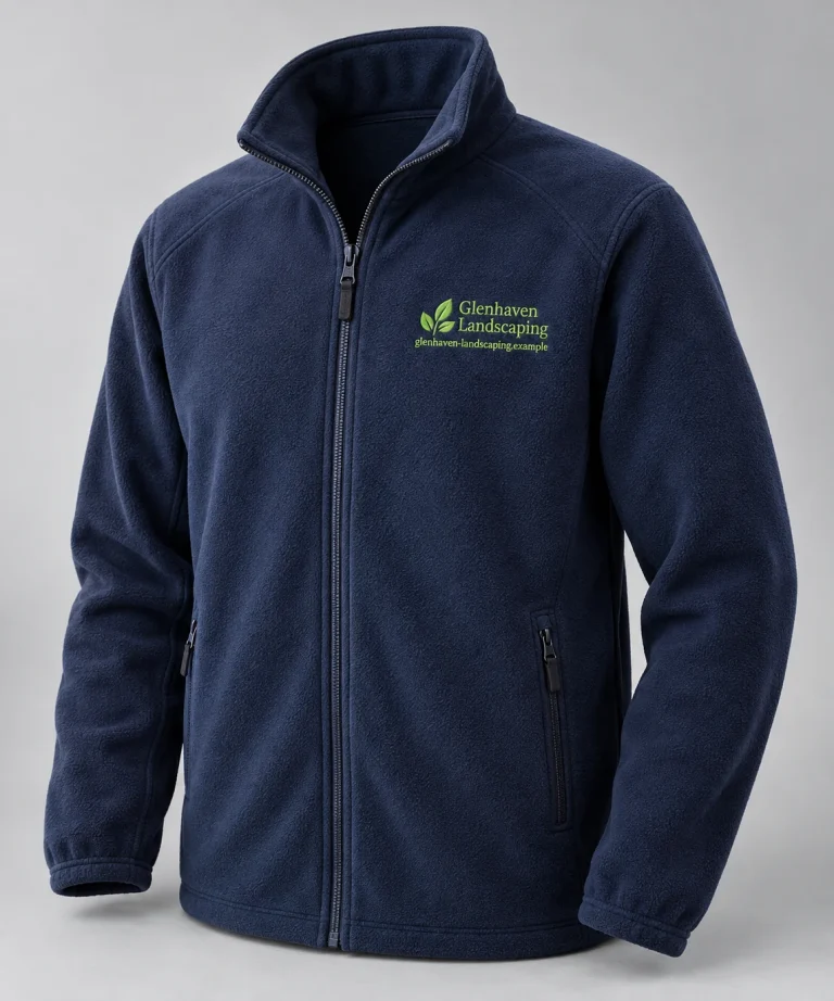 ProRTX Micro Fleece with Glenhaven Landscaping example branding and custom contact details.