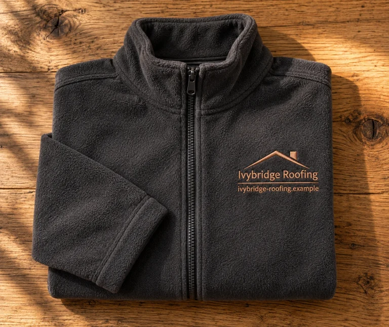 ProRTX Micro Fleece with Ivybridge Roofing example branding and custom contact details.